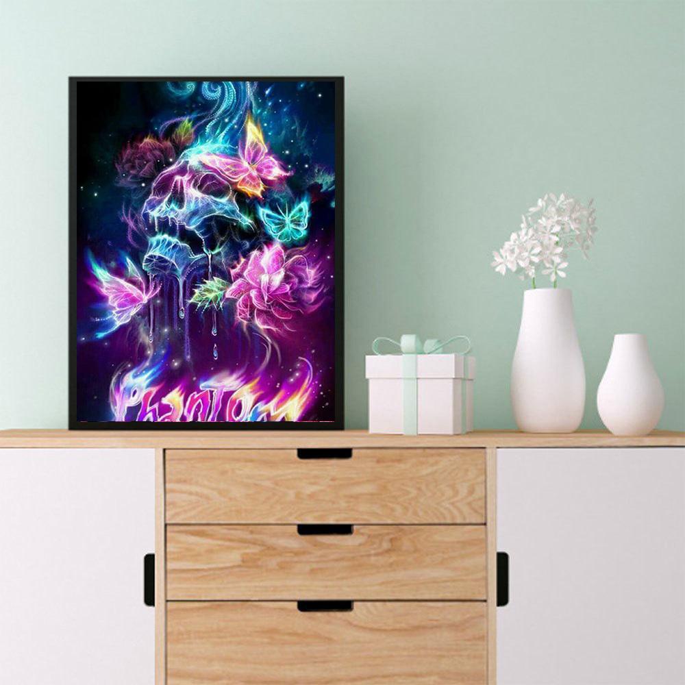 5D Diy Diamond Painting Skeleton and Butterfly Cross Stitch Set Full Diamond Embroidery Mosaic Art Picture of Rhinestones Decor Gift
