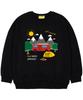 UNION GARMENTS [Fleece-Lined] Let'S Camping Oversized Sweatshirt Black