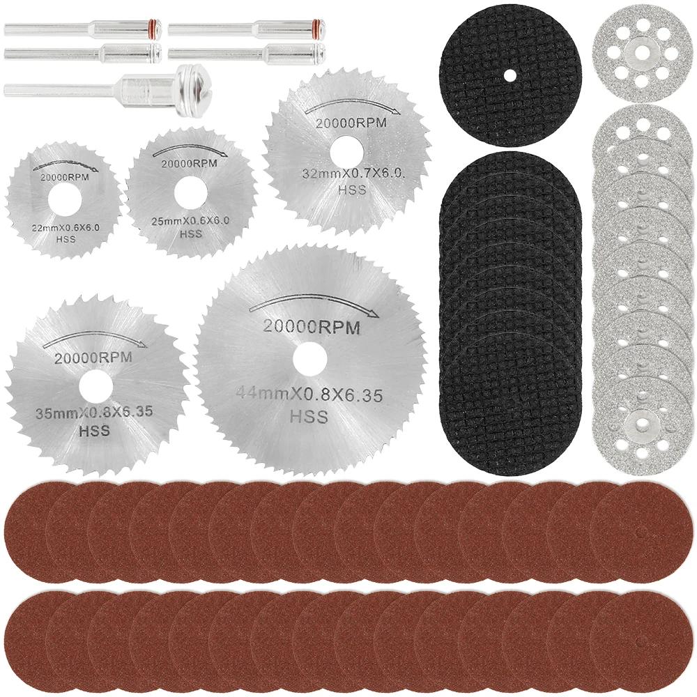 32/31Pcs Mini Circular Saw Blade Metal Cutting Disc Rotary Tools for Dremel Accessories Wood Carving Disc Sanding Grinding Wheel