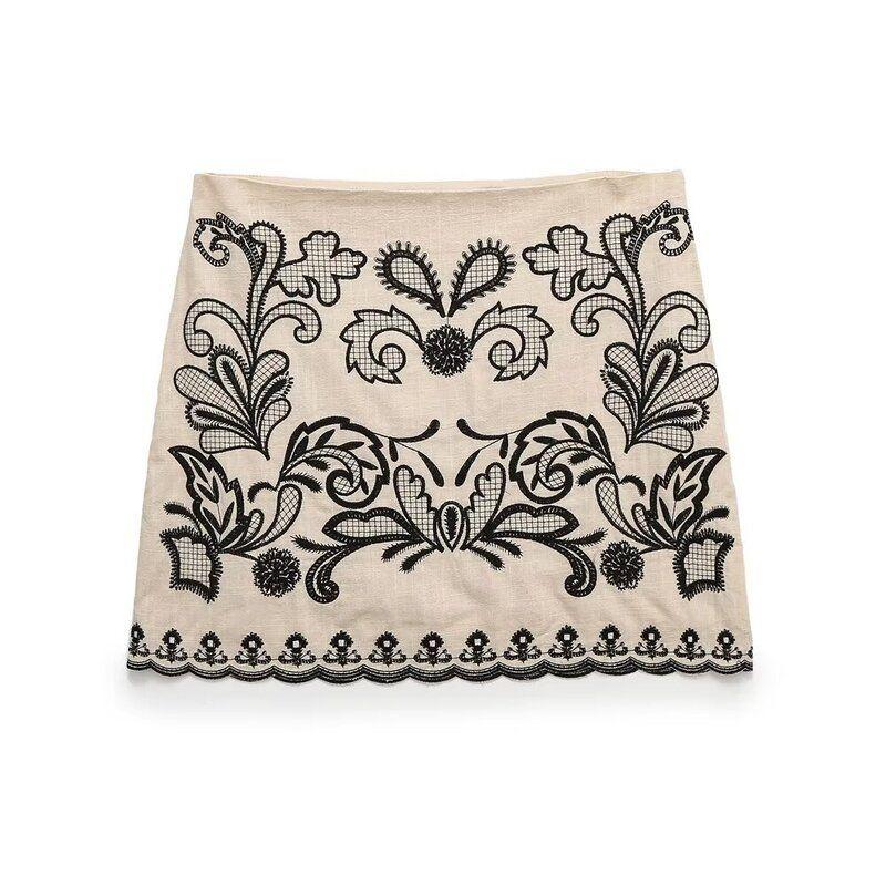 Fashion Style 2024 Summer New Arrival Women's Stylish High Waist All-Matching Embroider Mini Skirt Skirt 1821030