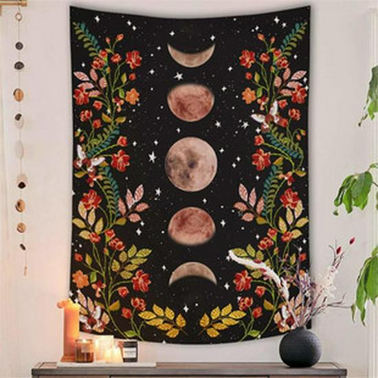 Golden Indian Bohemian Peacock Mandala Tapestry Wall Hanging