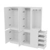 Extra Large Wardrobe 140 x 40 x 170 cm, with Drawers and Storage Compartments, Open Clothes Area with Storage Space, White (on the Right Side)