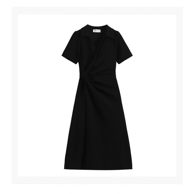 Plus Size Waist-Cinched Slimming Skirt for Women - French Style Summer Polo Dress