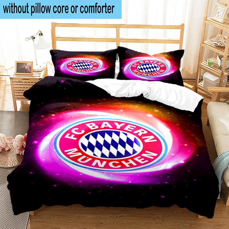 Set Biancheria da Letto Stampato FC Bayern München 3 Pezzi Copripiumino Chiusura Include 1 Copripiumino e 2 Federe Set Biancheria da Letto Decorazioni per la Casa Regali
