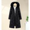 Large Fur Collar Down Jacket for Women, Mid-length, Over-the-knee Thickened Warm Cotton Coat, Fashionable Cotton-padded Jacket
