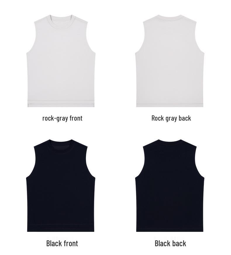 Plus Size Korean Style Sleeveless T-shirt: Summer Cooling, Loose Fit, Solid Color, Underarm Coverage