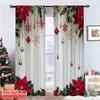 Set Of 2 Flat Printing Merry Christmas Popular Curtains Holiday Fabric Without Electricity Festive Curtain Polyester Machine Washable