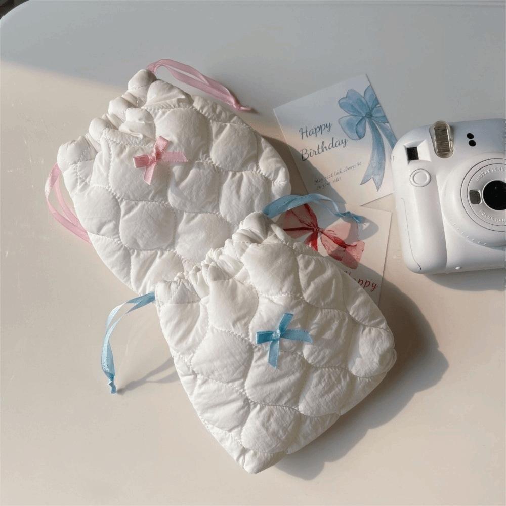 Anti-fall Drawstring Wallet Quilted Cotton Sanitary Napkin Storage Bag for Travel