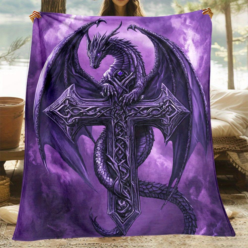 

Evil Dragon Cross Flannel Blanket – Lightweight Anti-Tear Polyester – Anime Themed Purple Throw 130x150cm51x59in