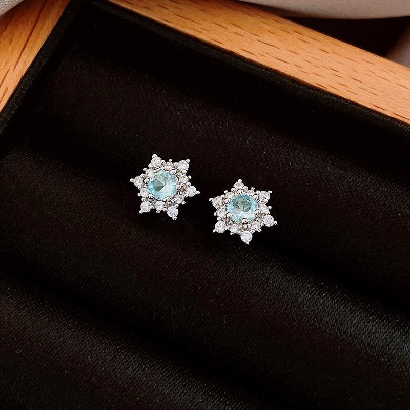 Gold Plated Silver Zircon Heart Crown Earrings - Elegant High-End Fashion Jewelry for Women