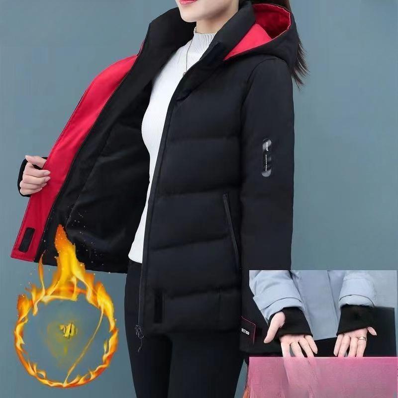 

Куртка с пуховым наполнителем, женская короткая зимняя куртка с пуховым наполнителем, корейская версия небольшой куртки с утолщенной курткой из бархата XXXXL чёрный