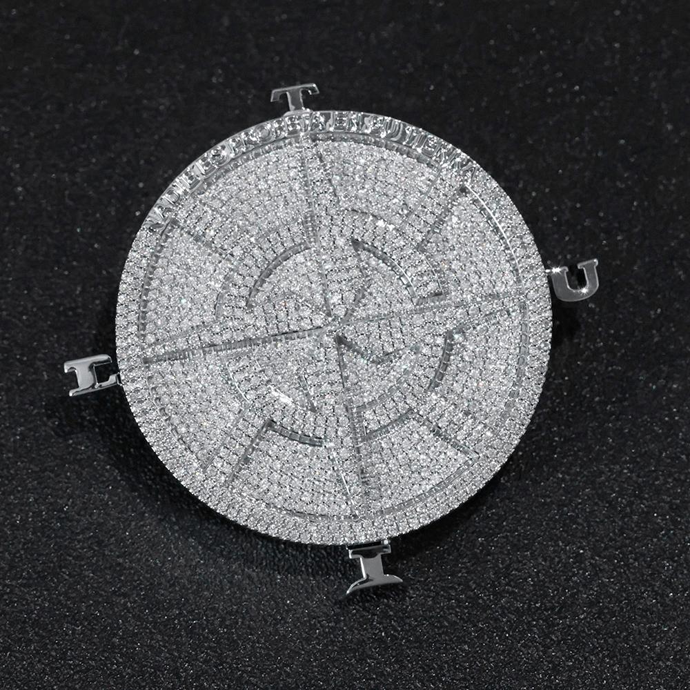 Customized Gold-Plated 18k Circular Pendant With Iced Out Diamond Micro Laid 5A CZ Stone Necklace, Men's And Women's Gift