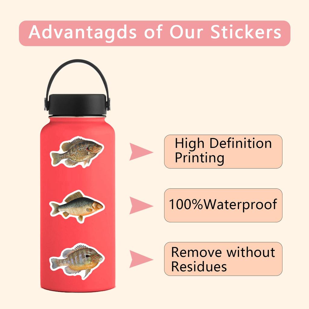 55 Fish Deep Sea Fish Doodle Stickers Decorative Suitcase Laptop Mobile Phone Cartoon Stickers