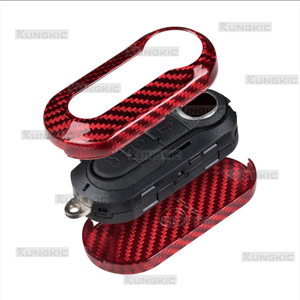 For FIAT F500 500L 500X Abarth 595 695 Brava Qubo Scudo Ducato Real Hard Carbon Fiber Key Fob Cover Remote Key Replacement Shell