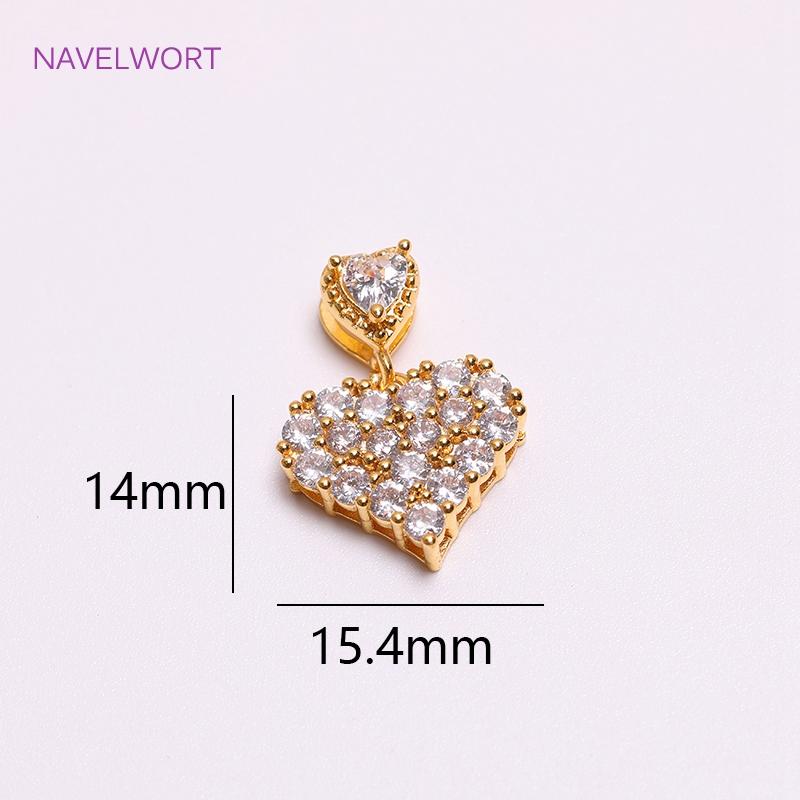 Charms For Jewelry Making,18K Gold Plated Inlaid Zircon Heart Shape Pendants DIY Fashion Jewelry Making Accessories