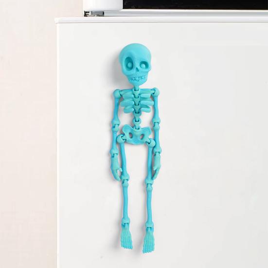 Gothic Skeleton Refrigerator Stickers Posable Skeleton Man 3D Printed Fridge Magnet Decals Halloween Decor Educational Tool