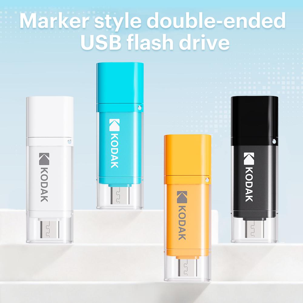 Kodak K200 USB 3.2 Flash Drive Dual Interface Type‑C & USB‑A OTG Memory Stick with Frosted Matte Finish 32GB/64GB/128GB/256GB for PC Phone Tablet Car