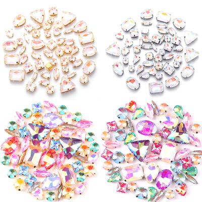 Mixed Glass Mocha AB Claw Drill Mocha Fluorescent Crystal Buckle Clothing Accessories Sewing Drill DIY Jewelry Accessories Rhinestone Sew On Beads