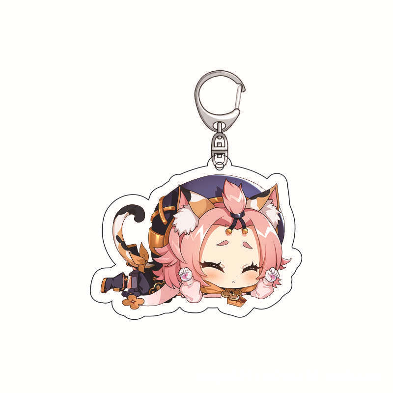 Impact Genshin Acrylic Keychain Anime Merchandise Keqing Paimon Barbara School Creative Pendant Mobile Game Accessories In Stock