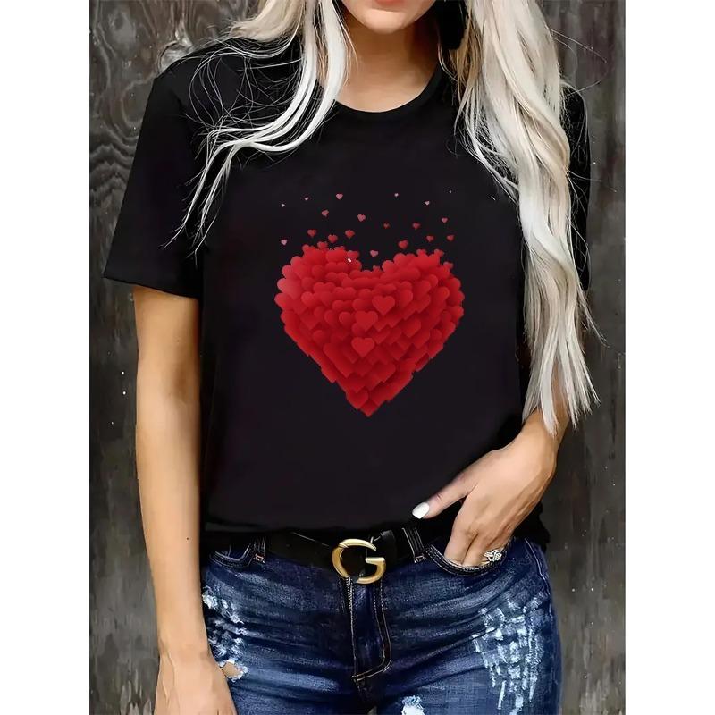 European size Women's Fashion Creative Print T-Shirt, Four Seasons Women's Fashion, Simple, Casual, Comfortable, Popular, Soft