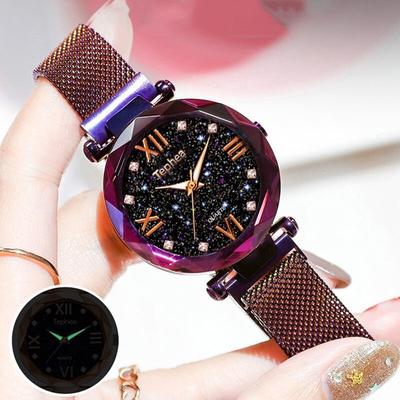 Luksusowy damski zegarek kwarcowy Starry Sky Dial Magnet Zegarki na rękę Diament Casual Ladies Dress Watch