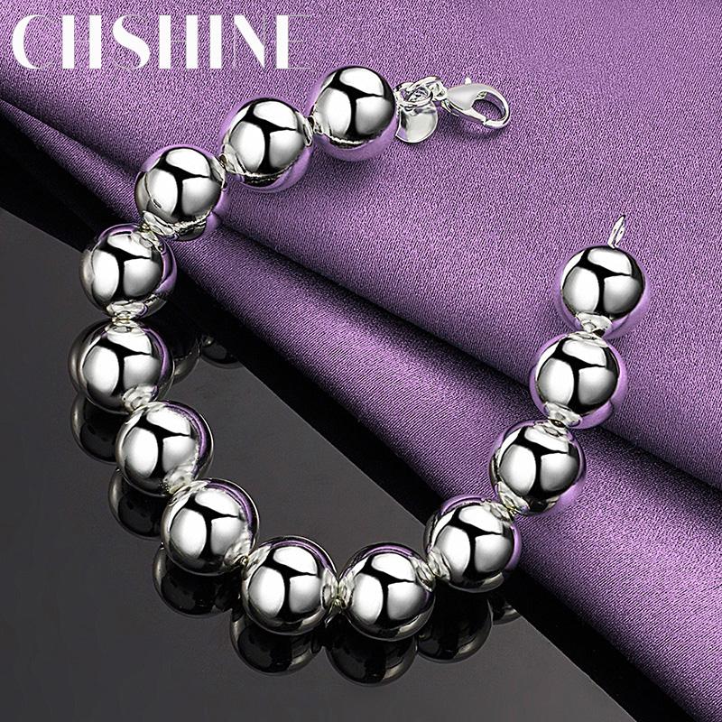 CHSHINE New 925 Sterling Silver 14mm Beaded Bracelet For Women Wedding Party Fashion Charm Jewelry