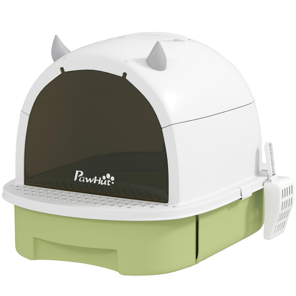 Enclosed Cat Litter Box w/ Pull-Out Drawer, Scoop, Deodorising Bags for Odour Control, Privacy, Portable, Easy to Clean