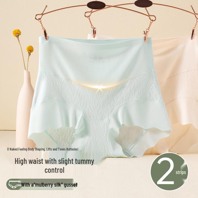 Dingguagua Women s Mulberry Silk Blend Seamless High-Waist Briefs 160