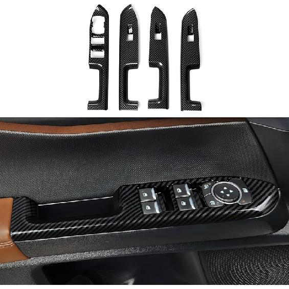 Car Carbon Fiber Center Console AC Switch Panel Sticker Decal Trim Cover Interior Decoration For Ford Bronco Sport    2024 2025 Accessories