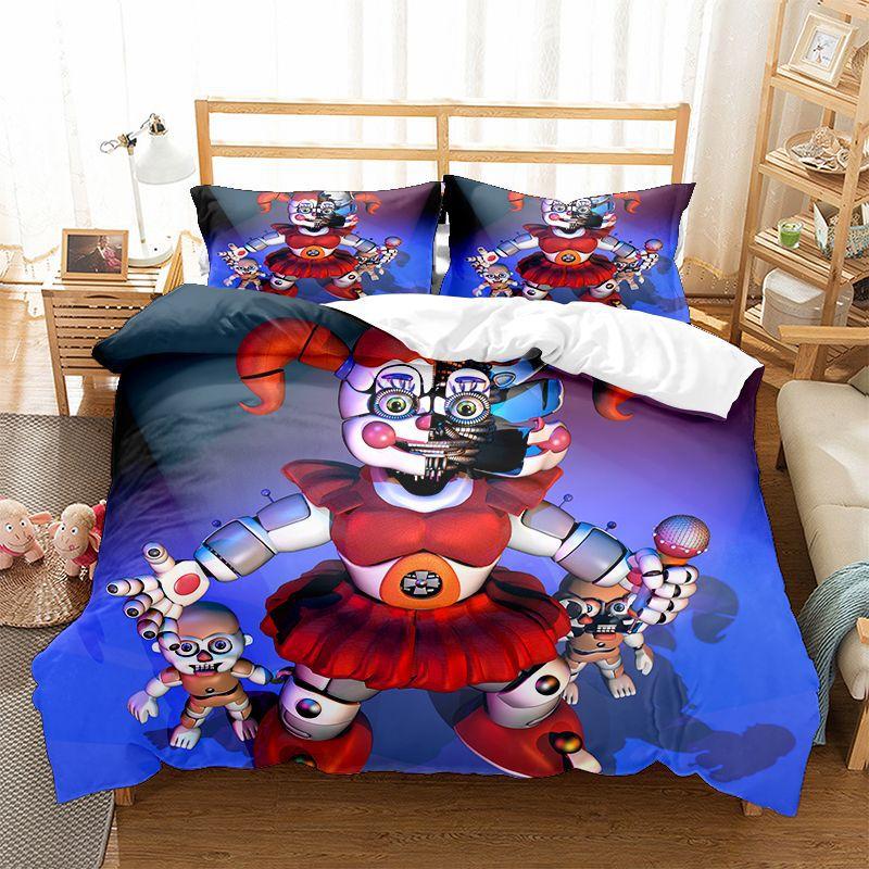 3D Teddy Bear Series Bedding Set Cartoon Anime Down Duvet and Pillowcase, Microfiber Fabric Washable and Quick Drying Home Decoration