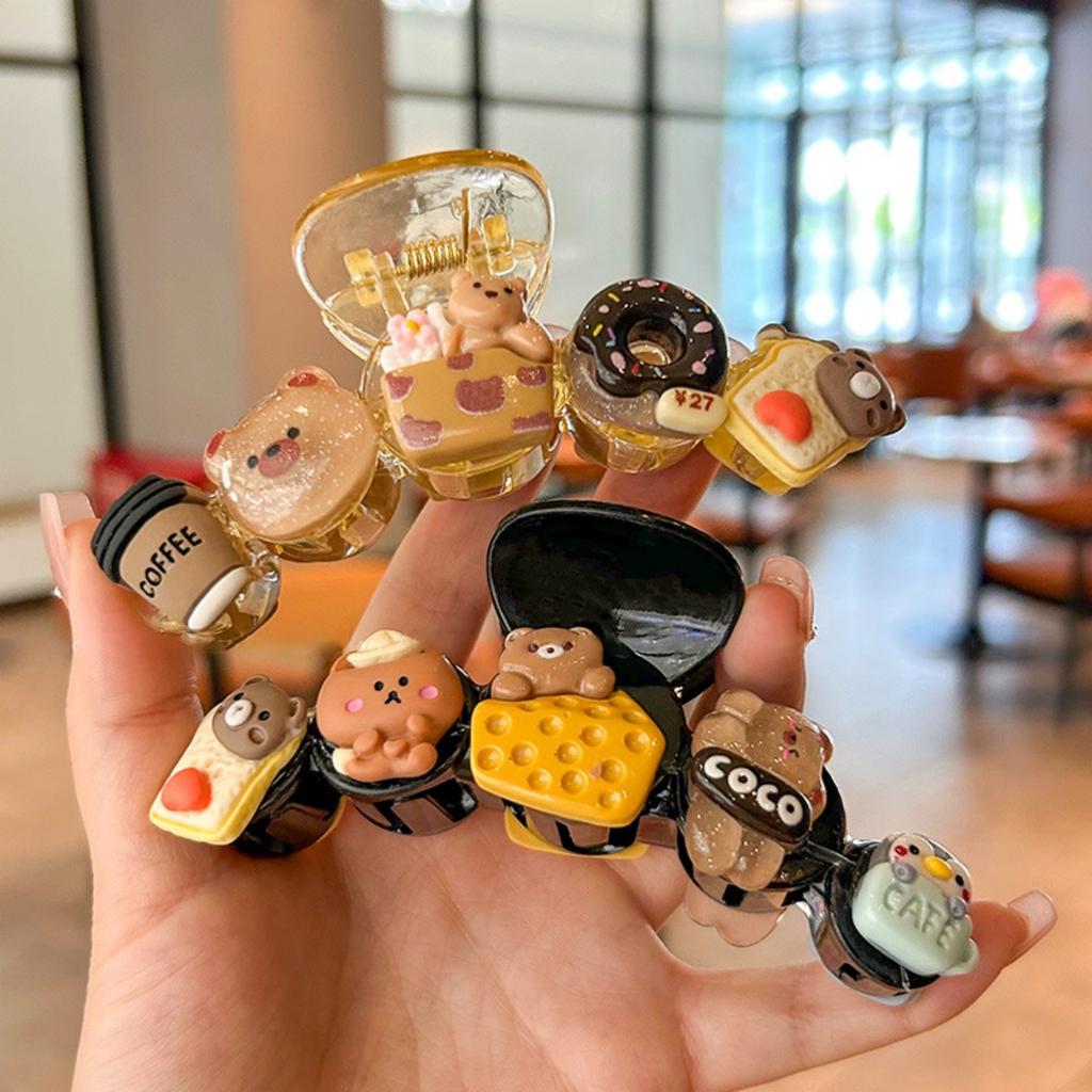 10/11cm Large Hair Claw For Women Lovely Cartoon Bear Cat Element Shark Hair Gripper Summer Outdoor Plastic Geometric Hair Clip