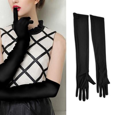 Pair Women Satin Long Gloves For Opera Wedding Bridal Evening Party Prom Costume