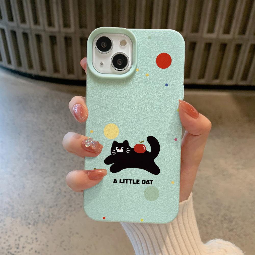 Colored Bean Cat Suitable for Apple 16 Mobile Phone Case IPhone 15/14plus Cartoon 12 Lychee Pattern 11