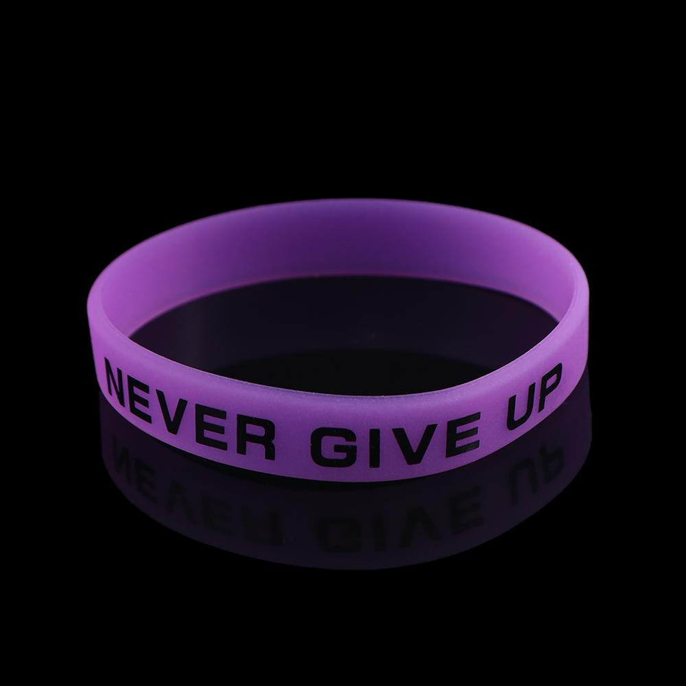 Wristband Never Give Up Bracelet Basketball Wristband Silicone Sweat Band Luminous Rubber Bracelets