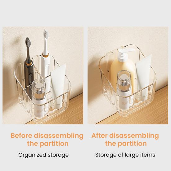 Toothbrush Holder with Drain Tray 3 Slots Toothbrush And Toothpaste Holder with Removable Divider Wall-Mounted or Countertop Bathroom Caddy Organizer