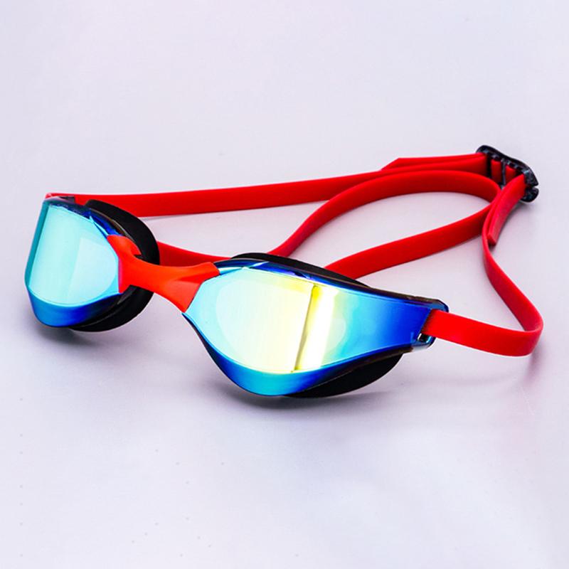 Professional Adult Swim Goggles Waterproof Fog-Proof Racing Goggles Men Women Cool Silver Plated Swimming Equip