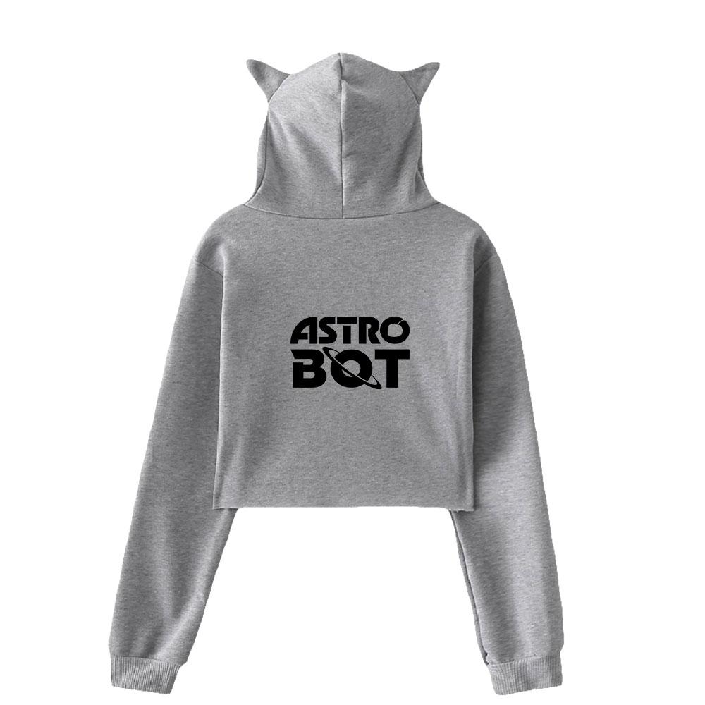 New Astro Bot Pullover Girls Casual Cat Cropped Hoodies Female Long Sleeve Sweatshirts Crop Top Women's Hoodie Sexy Tops