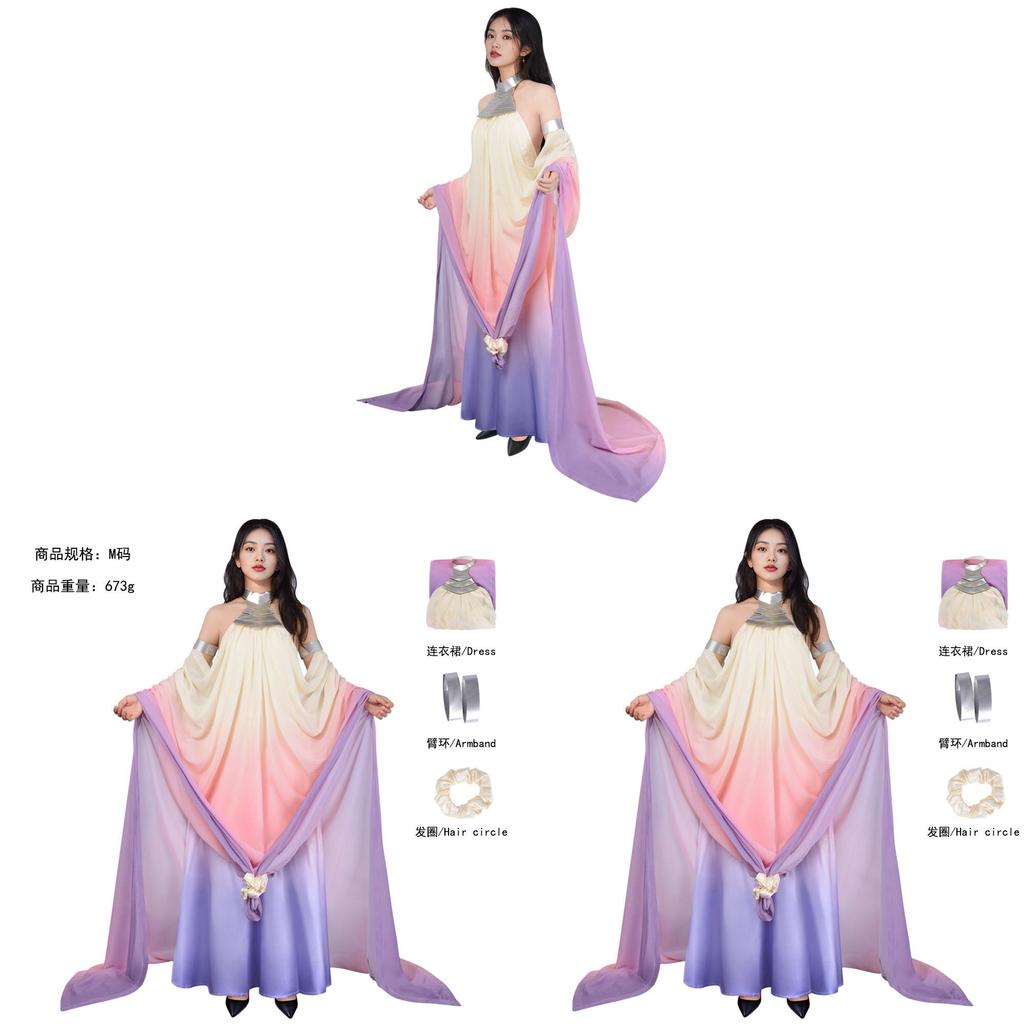 Costume Cosplay Principessa Amadala di Star Wars in Tessuto di Poliestere per Feste di Halloween