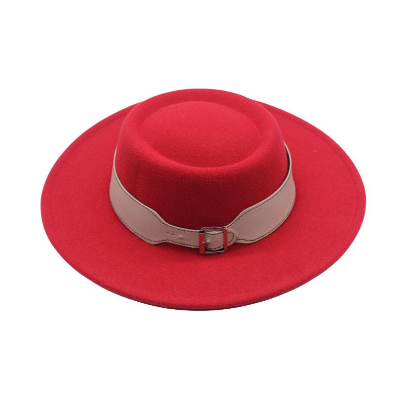 European, American Autumn and Winter Woolen Top Hat Cm Retro British Temperament Big Eaves Jazz Hat Women Felt Hat Korean Street Shot
