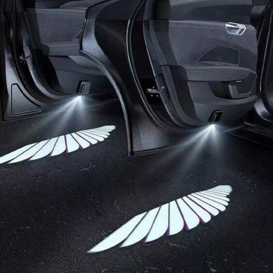 2Pcs Car Angel Wings Wireless Car Door Welcome Courtesy Shadow Projector Lamp