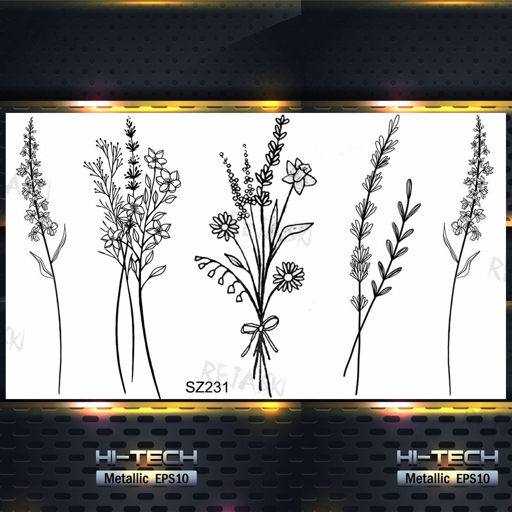 

Маленькие временные татуировки с цветком мака для женщин и взрослых, лаванда, реалистичные поддельные татуировки, наклейки, боди-арт, переводные татуировки с водой