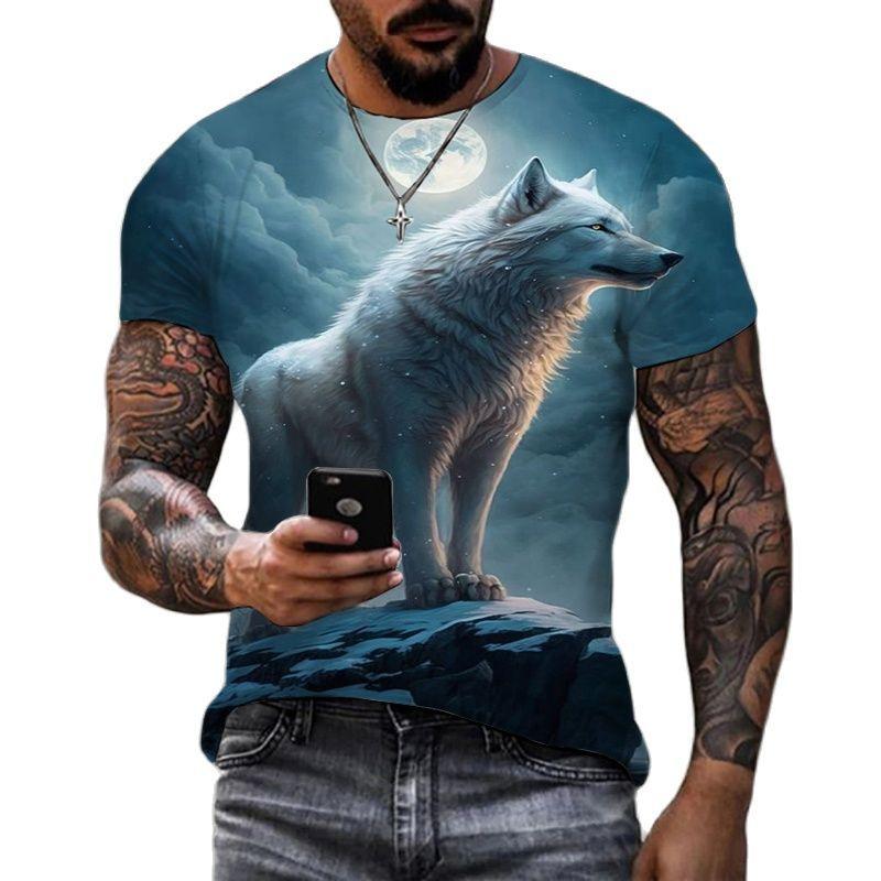 Ferocious Wolf Pattern Oversized T-Shirts Summer Trend Animal Harajuku 3D Print T Shirt For Men Fashion O-neck Short Sleeve Tops