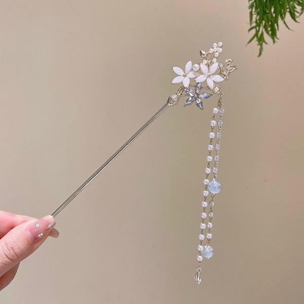 Horquilla de Flores de Lujo Ligero Para Mujer Estilo Chino Floral Mariposa Borla Palillo para el Cabello Elegante Joyería de Metal Horquilla Pinzas para el Cabello