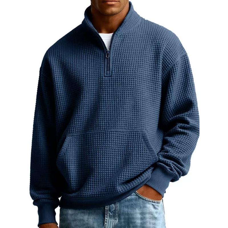 Men S Solid Stand Collar Long Sleeve Casual Sweatshirt S