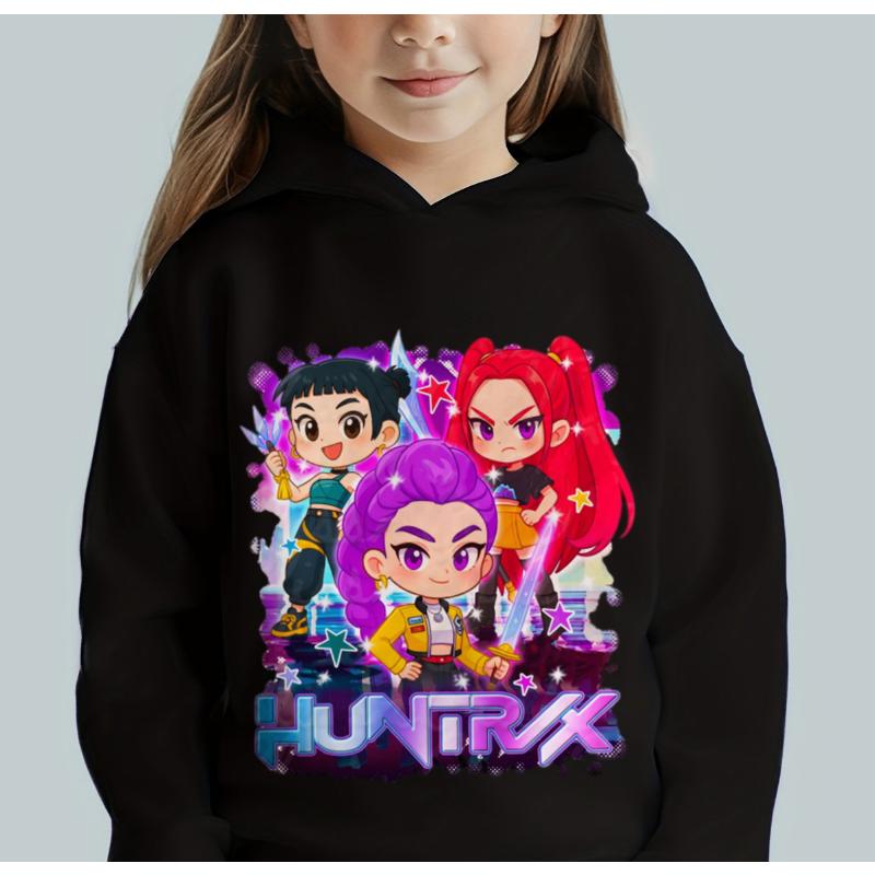 

KPop Demon Hunters Cartoon Fashion Hoodies Kids Casual Tops Girls Boys Movie New Sweatshirt Hooded Autumn Long Sleeve Pullover 130