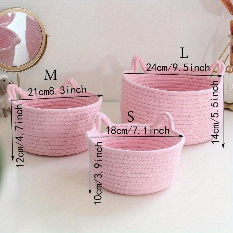 1pc Small Handwoven Cat Ear Design Rope Storage Basket, Desktop Storage Basket for Living Room, Bedroom, Desk, Bedside