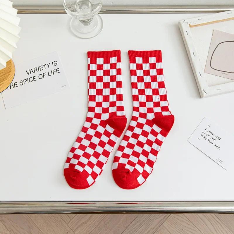 Unisex Socks Funky Harajuku Trend Women Checkerboard Socks Geometric Checkered Sock Men Hip Hop Cotton Streetwear Novelty Soks