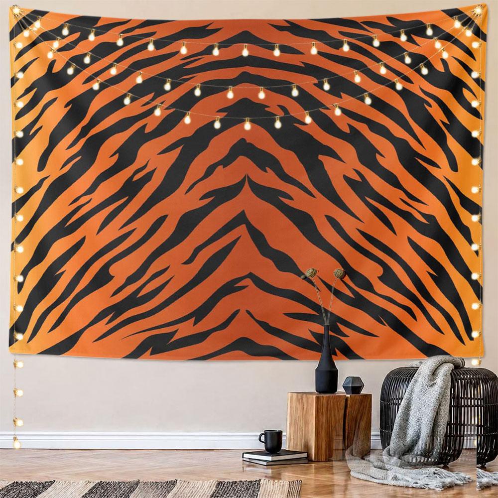 Tiger Skin Pattern in Orange and Black Pattern Wall Hanging Tapestry Decorative Tapestry Home Decor for Bedroom and Living Room
