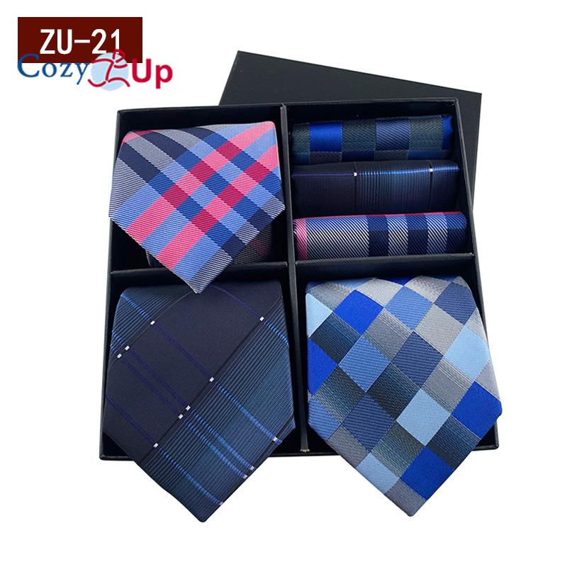 3pcs Necktie+3 Pcs Square Scarf  Men Two-piece Tie Set Wave Point A Tie Cufflinks Business Fashion Handkerchief Paisley