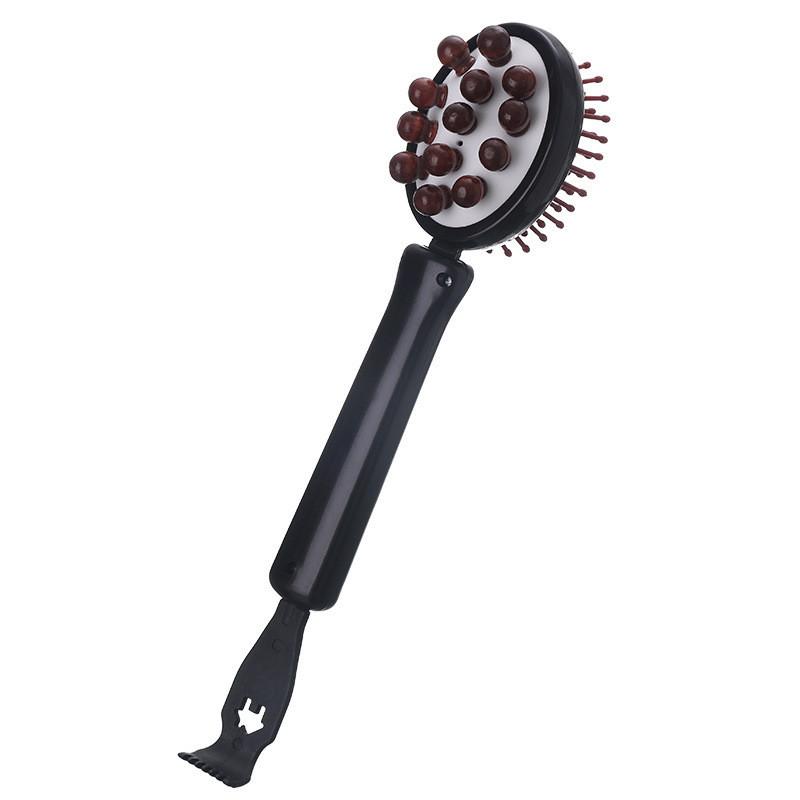 

Многофункциональный деревянный массажный молоточек 3-в-1 для меридианного постукивания, щекотания, почесывания спины, масштабируемый массажный молоточек чёрный